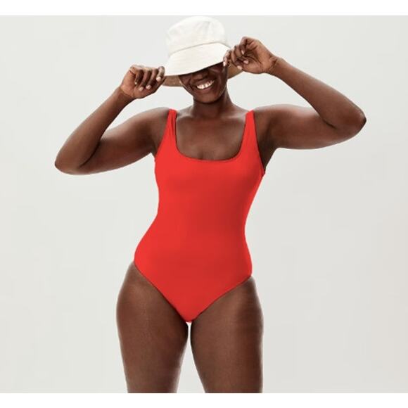 Everlane Womens One Piece Bathing Suit XXS Red Square-Neck Swimsuit Low Back NWT - Picture 1 of 11